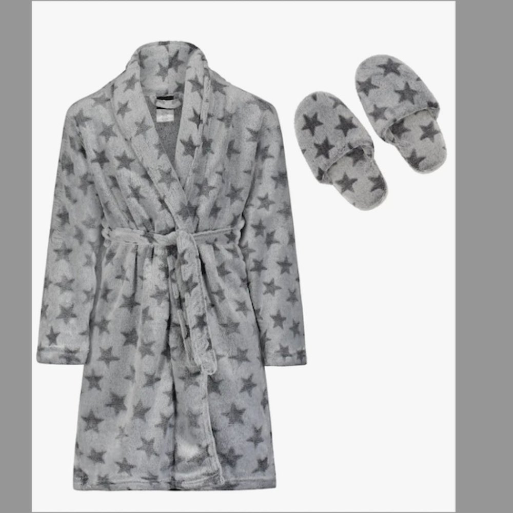 Kid's Robe Slipper Set Stars NWT